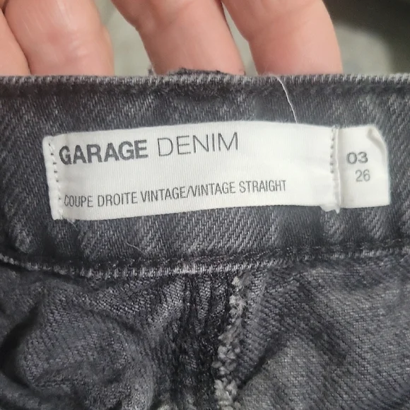Garage Black  Distress Denim vintage Straight  Jeans Size 03 Or 26 - Picture 5 of 5
